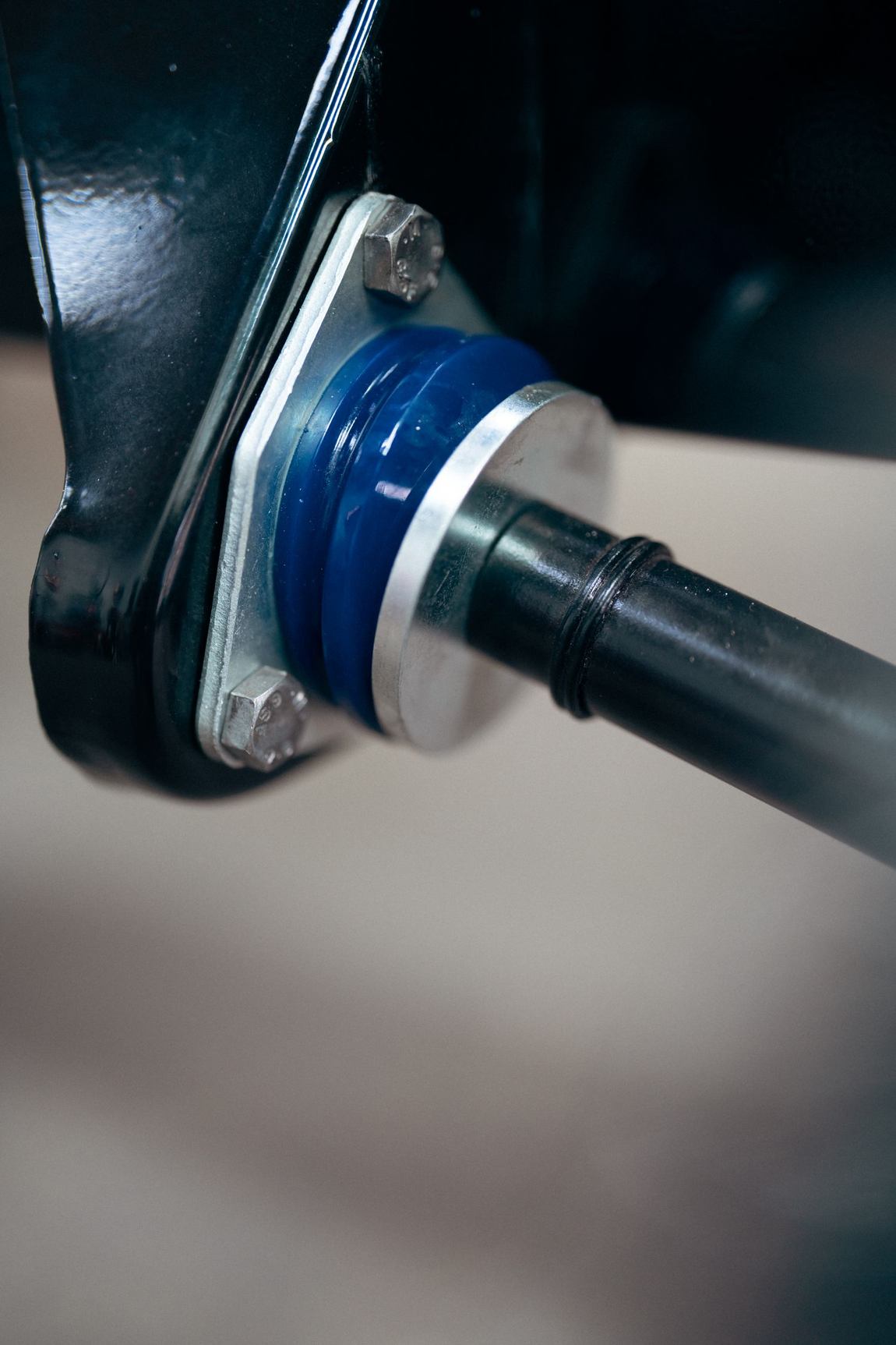 Polyurethane suspension bush detail on the Classic chassis