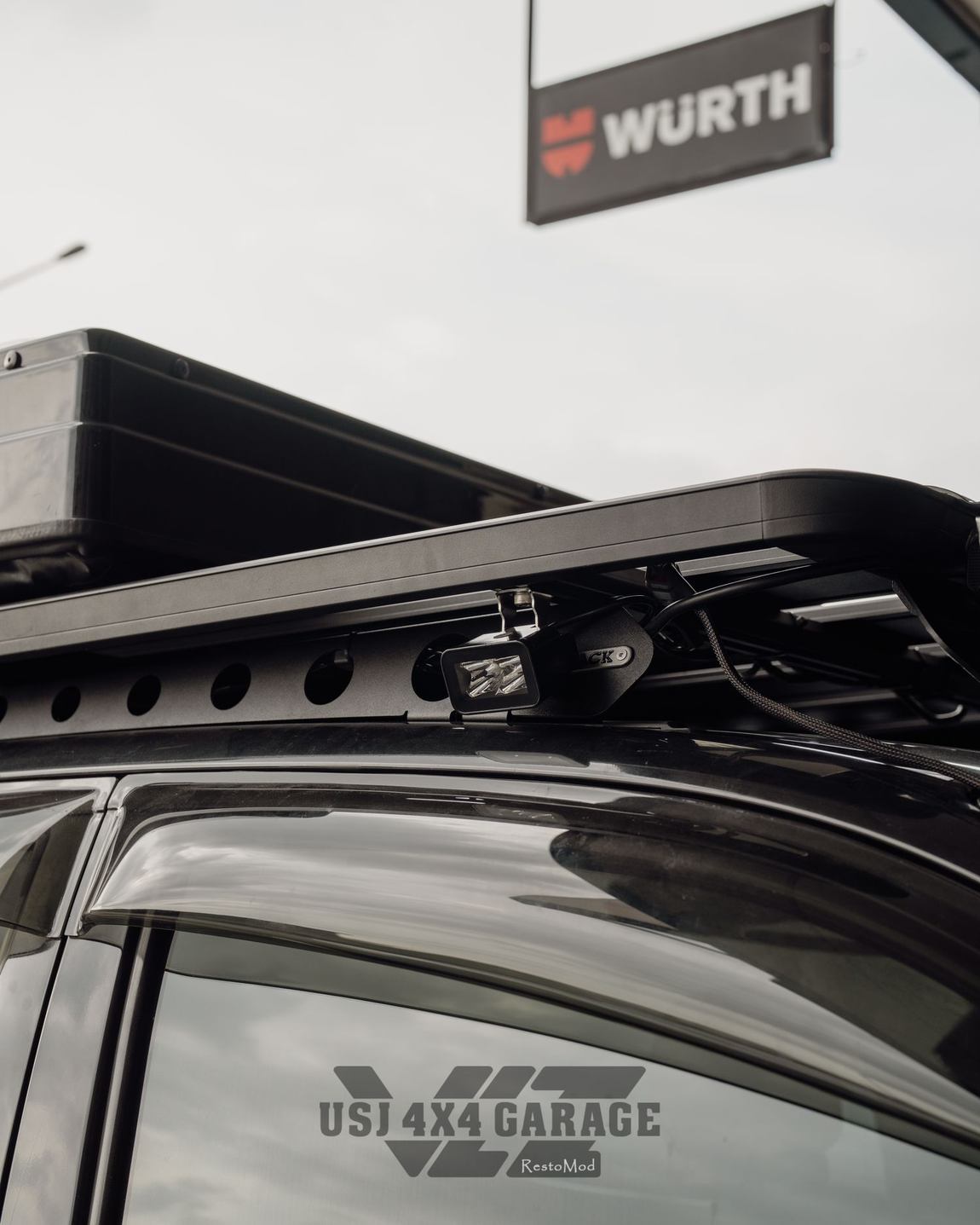 Roof rack and platform detail on the Hilux